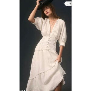 Anthropologie V-Neck Corset Midi Shirt Dress $198 Retail EUC size medium